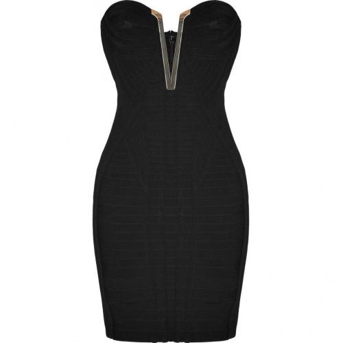 Hervé Léger Black Strapless Bandage Mini-Dress