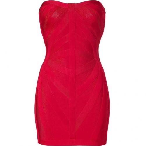 Hervé Léger Cardinal Red Strapless Bandage Dress