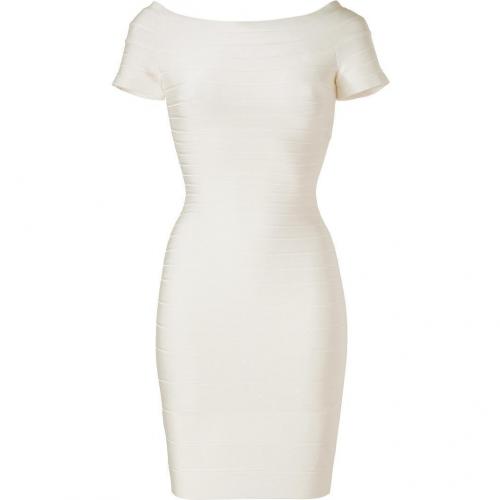 Hervé Léger Ivory Off-the-Shoulder Bandage Dress