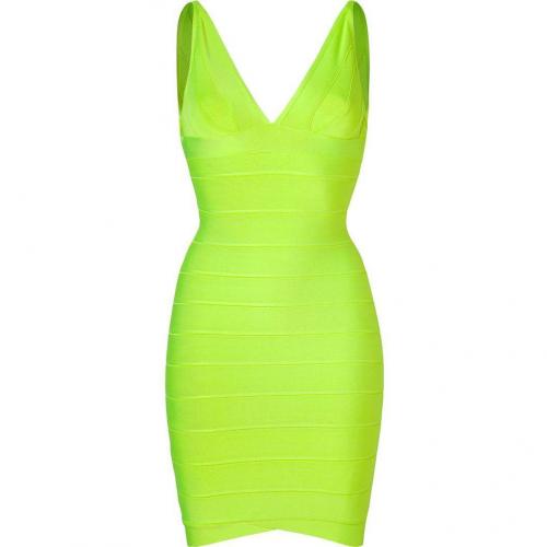 Hervé Léger Neon Green Bandage Dress
