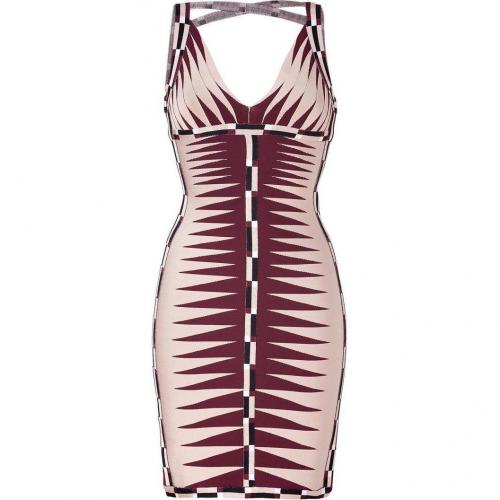 Hervé Léger Nude/Multi Color V-Neck Bandage Dress
