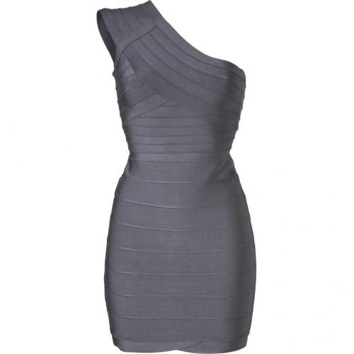 Hervé Léger Slate One Shoulder Bandage Dress