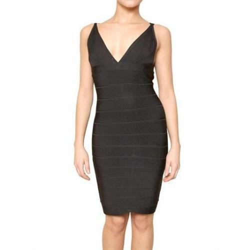 Hervé Léger V-Ausschnitt Spandex Kleid