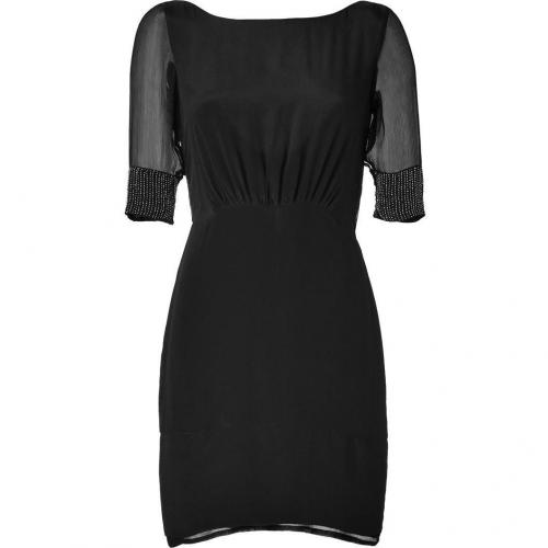 Hoss Intropia Black Silk Bead Embellished Dress