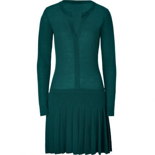 Hoss Intropia Dark Turquoise Pleated Merino Wool Dress