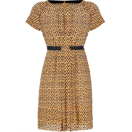 Hoss Intropia Pumpkin Polka Dot Print Silk Dress