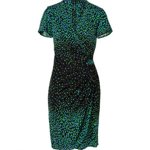 Issa Black/Green/Blue Print Side Drape Dress