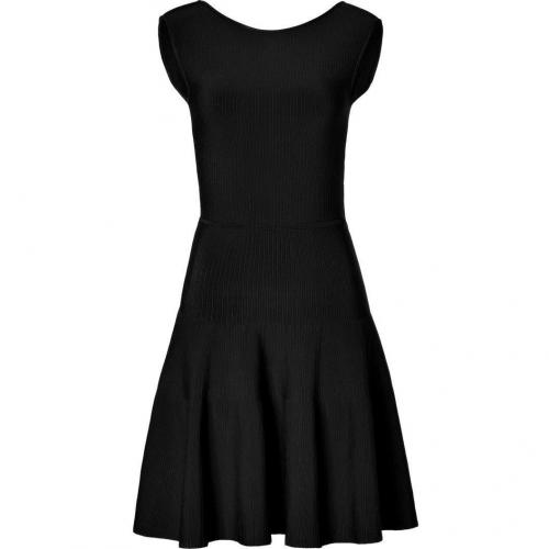 Issa Black Rayon Ribbed Knit Dress