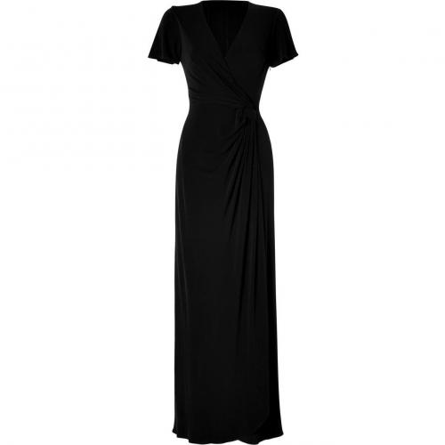 Issa Black Side Draped Gown Crepe Silk Jersey Dress