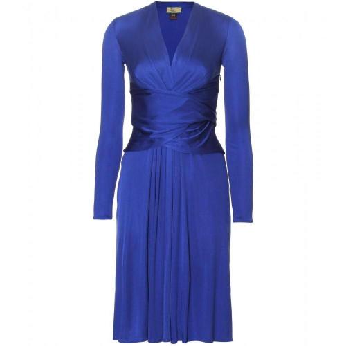 Issa Drapiertes Seidenjersey-Kleid Blau