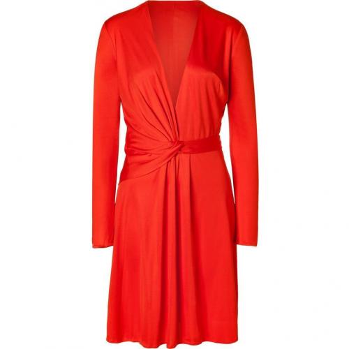 Issa Fire Red Draped Front Silk Dress