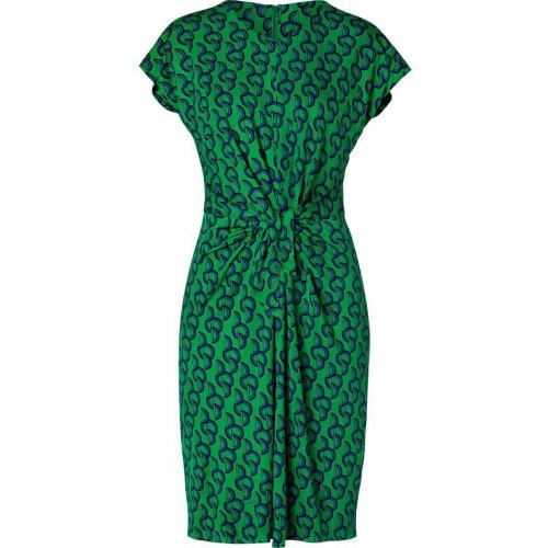 Issa Green/Royal Printed Tie Front Silk Jersey Dress