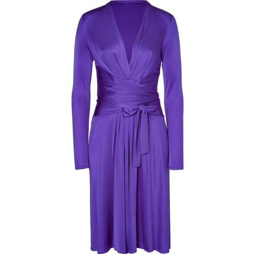 Issa Purple Silk Jersey Wrap Belted Dress