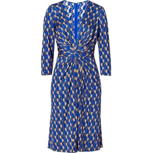 Issa Royal/Nude Multi Geometric Print Silk Jersey Dress