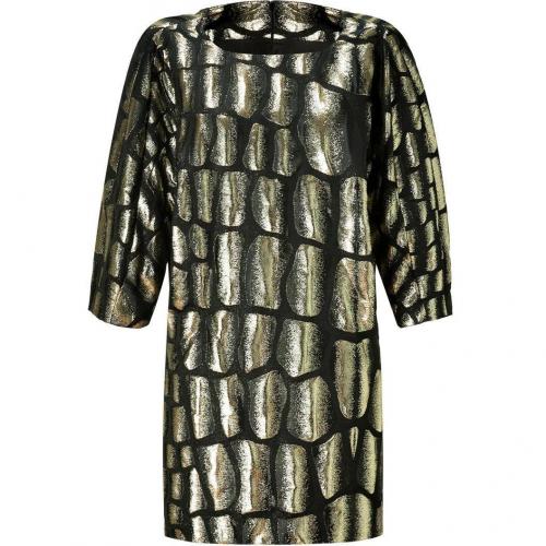 Jay Ahr Gold and Black Brocade Dress