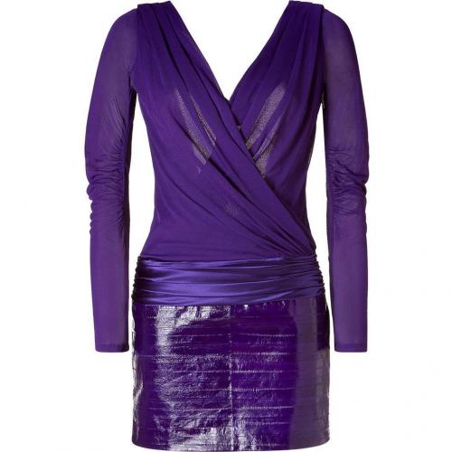 Jay Ahr Violet Scoop Back Dress With Eel Skin Skirt