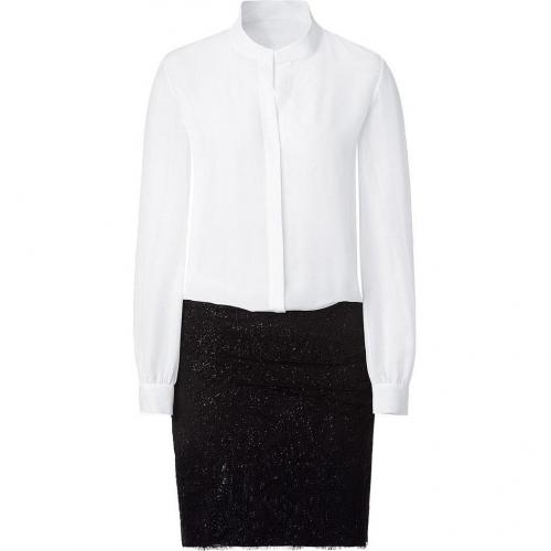 Jay Ahr White Silk Blouse And Black Lace Skirt Dress