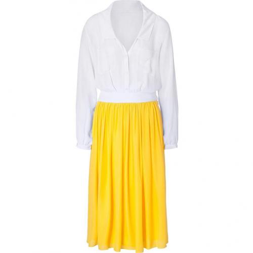 Jay Ahr Yellow and White Sheer Silk Dress