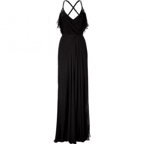 Jenny Packham Black Crystal Embroidered Strap Dress