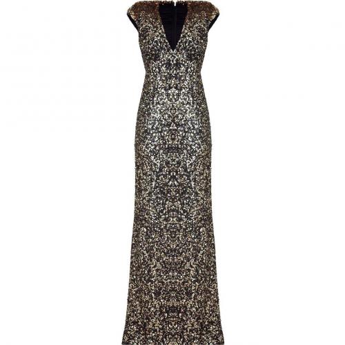 Jenny Packham Black/Gold Sequin Gown