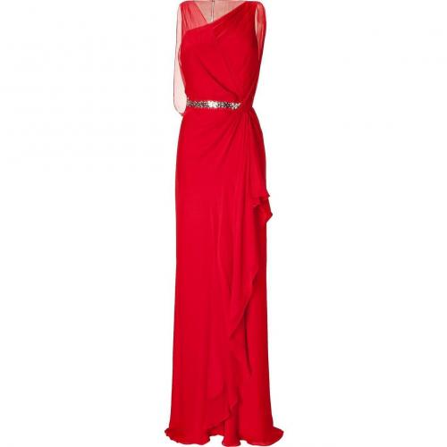 Jenny Packham Blood Red Crystal Embroidered Waist Dress