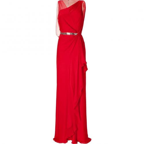 Jenny Packham Blood Red Crystal Embroidered Waist Dress