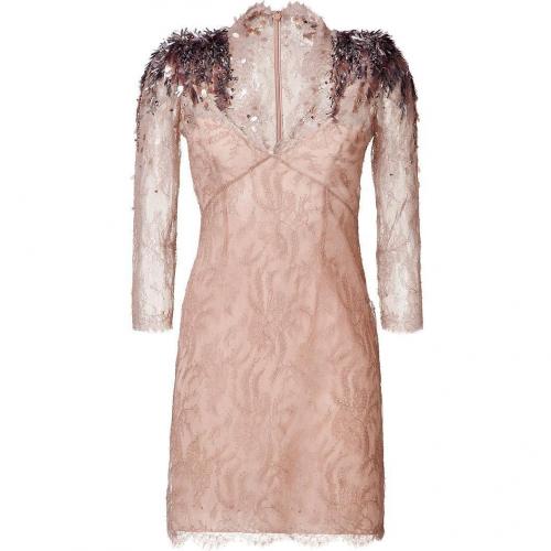 Jenny Packham Nude Embellished Shoulder Lace Dress