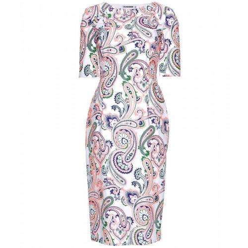 Jil Sander Baumwollkleid Mit Paisley-Print White