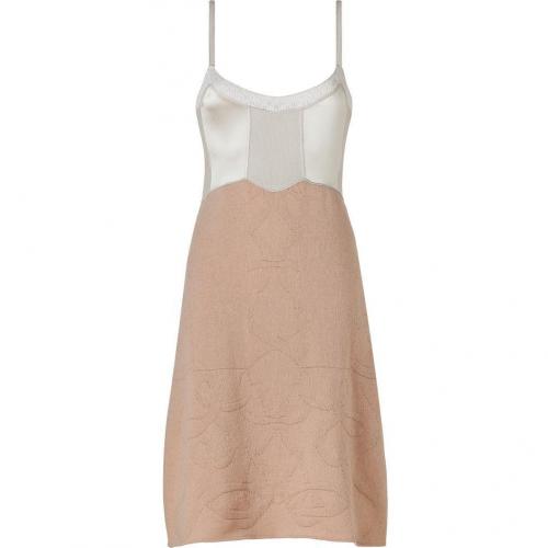 Jil Sander Blush/Ivory Wool-Cashmere Mixed-Media Knit Dress