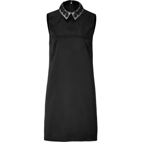 Jil Sander Navy Black Sleeveless Silk Sateen Dress