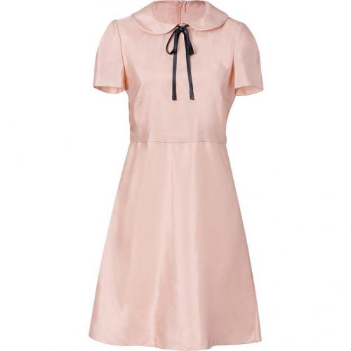 Jil Sander Navy Blush Ribbon Tie Neck Dress