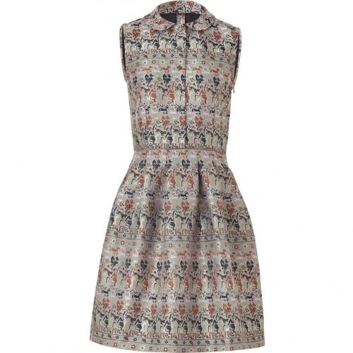 Jil Sander Navy Multicolor Brocade Dress