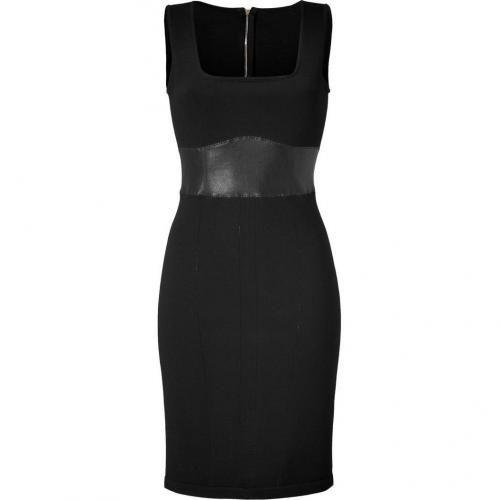 Jitrois Black Knit Dress with Leather Waist