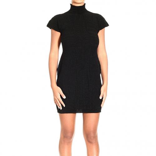 John Richmond Short sleeve v neck wool stripes dress