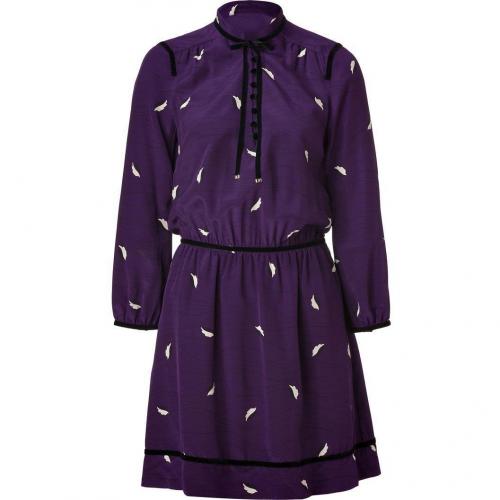 Juicy Couture Blackberry Modern Leaf Print Silk Dress