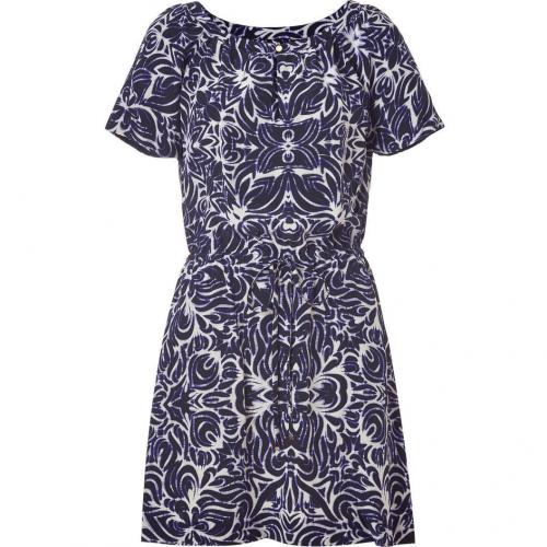 Juicy Couture Indigo Ikat Tile Printed Silk Dress