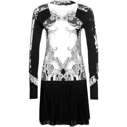 Just Cavalli Cocktailkleid / festliches Kleid noir mit weißem Muster 