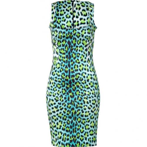 Just Cavalli Turquoise/Black Leopard Print Dress