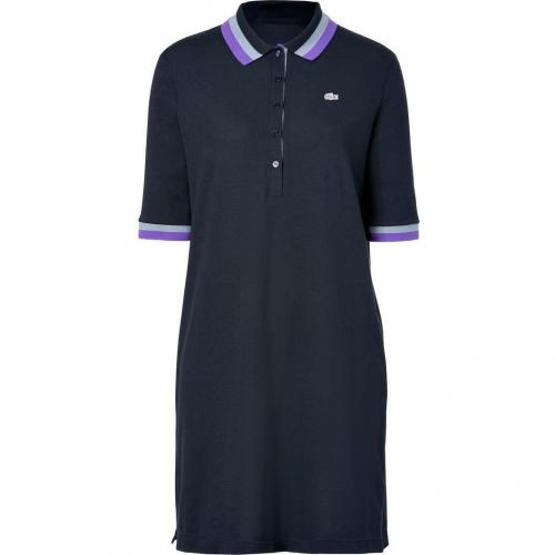 Lacoste Navy Cotton Polo Dress with Titanium/Petunia Striped Collar