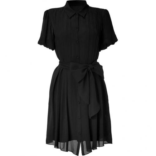 LAgence Black Front Pleated Shirt Dress