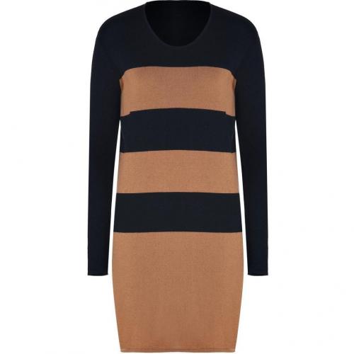 Lala Berlin Black/Cognac Striped Merino Knit Laurel Dress