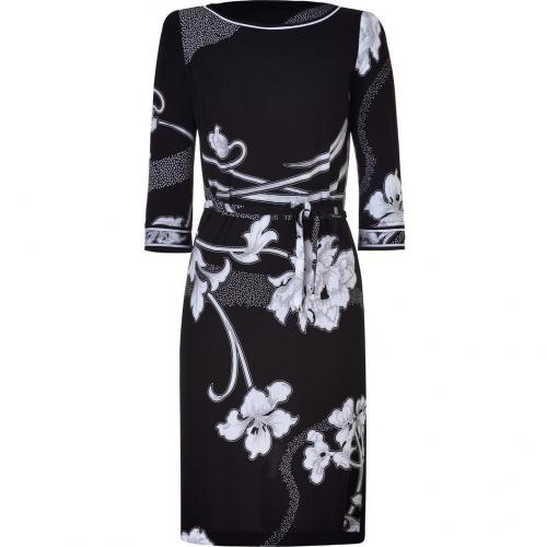 Leonard Black/White Art Deco Printed Silk Dress