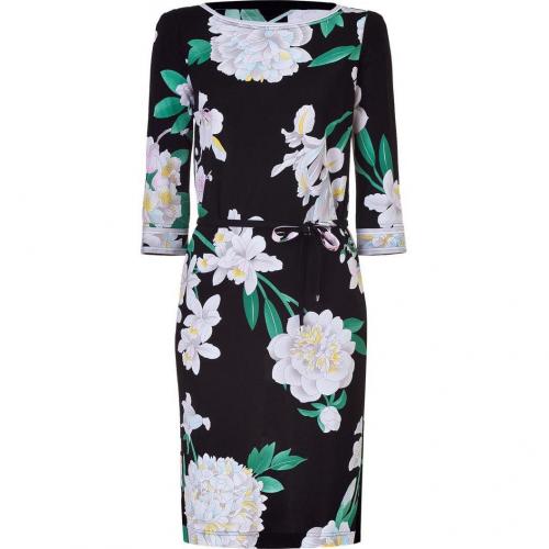Leonard Black/White Orchid Printed Silk Dress