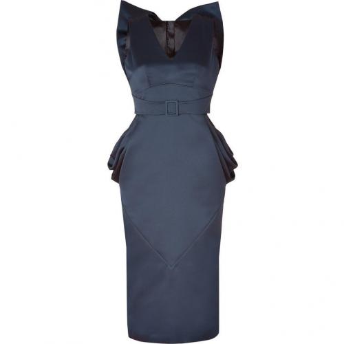 LWren Scott Blue Draped Hips Back Bow Dress
