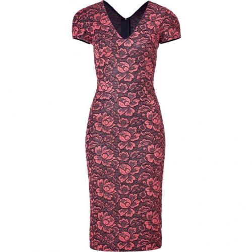 LWren Scott Coral/Black Flower Lace Dress