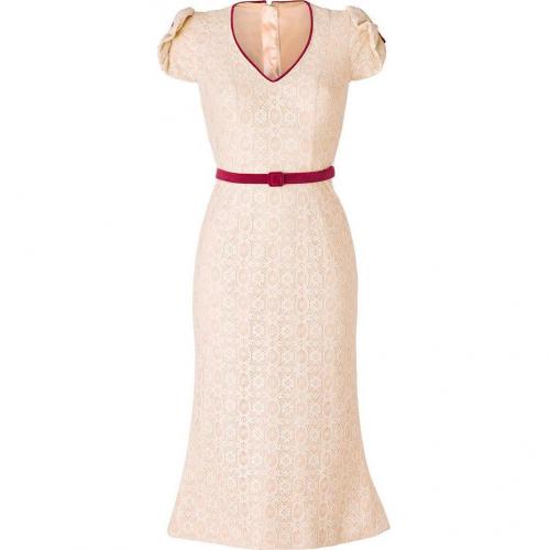 LWren Scott Cream Lace Belted Sheath Dress