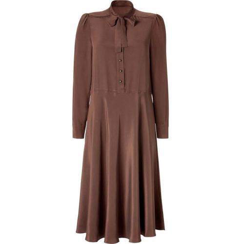 Marc by Marc Jacobs Dark Brown Tie Neck Silk Dress Michaela