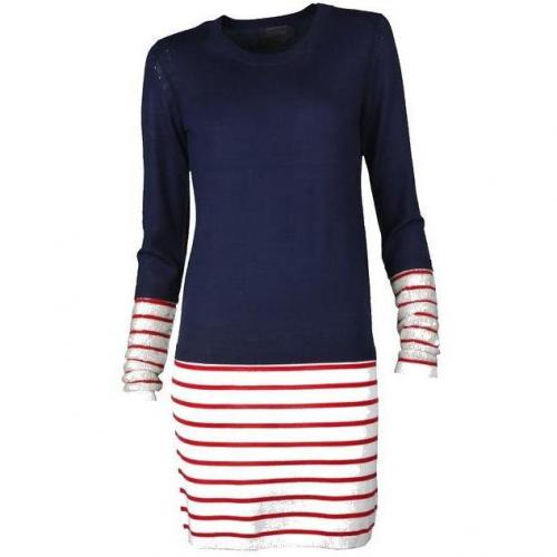 Markus Lupfer Kleid Stripe Dress with Sequin Cuff navy