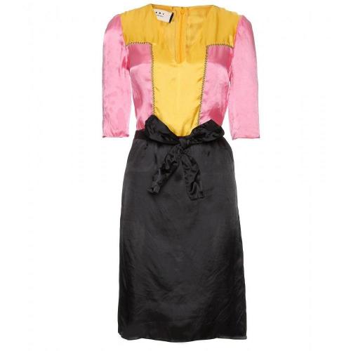 Marni Edition Color-Blocking Kleid Mit Drapierter Schleife