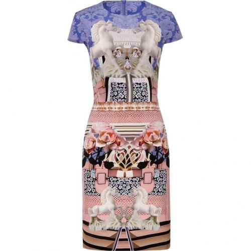 Mary Katrantzou Peony Porcelain Horse Print Silk Dress